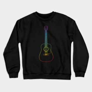 Dreadnought Style Acoustic Guitar Colorful Outline Crewneck Sweatshirt